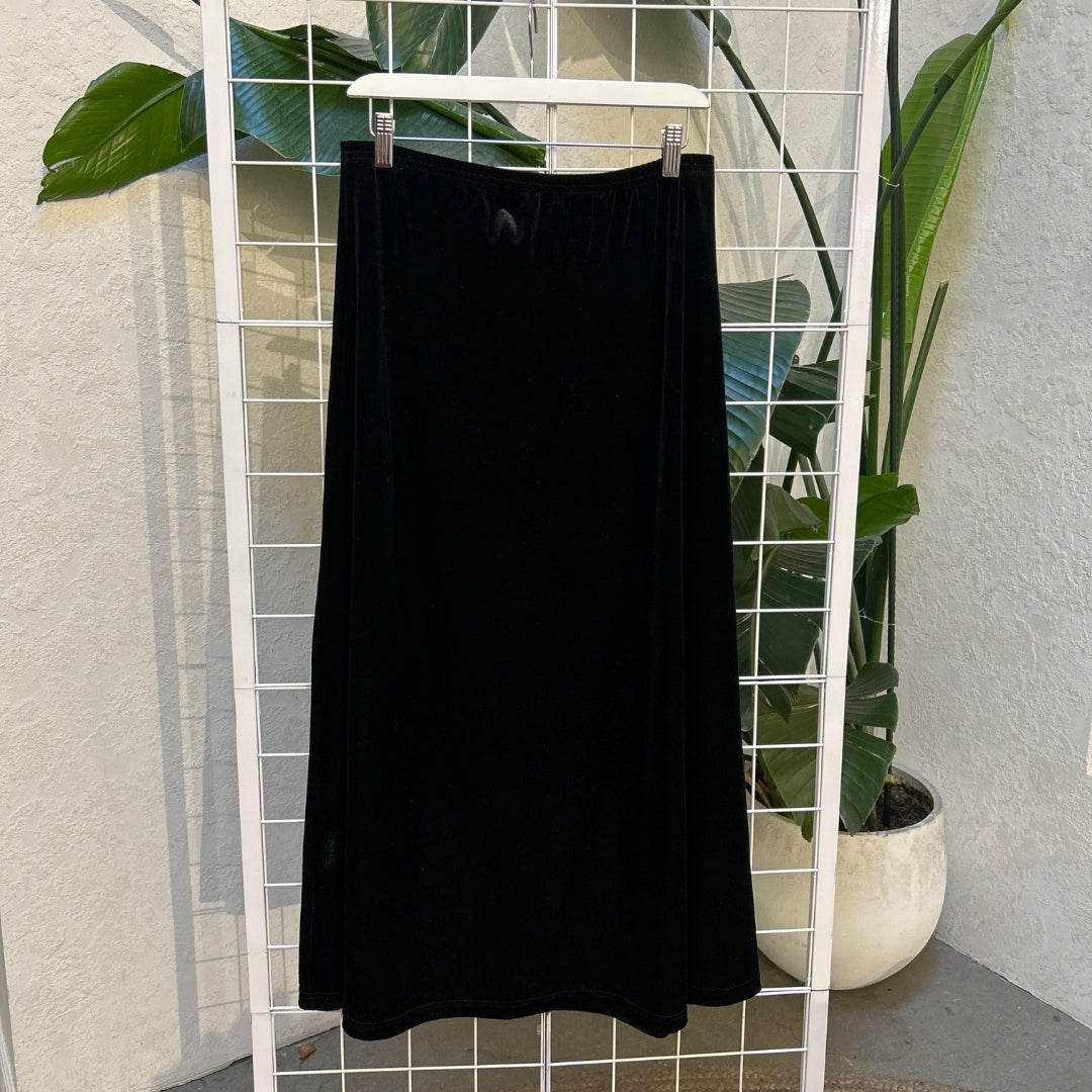 Jones NY Black Velvet Midi Skirt