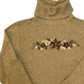 Penmans Beige Knitted Floral Embroidered Turtleneck