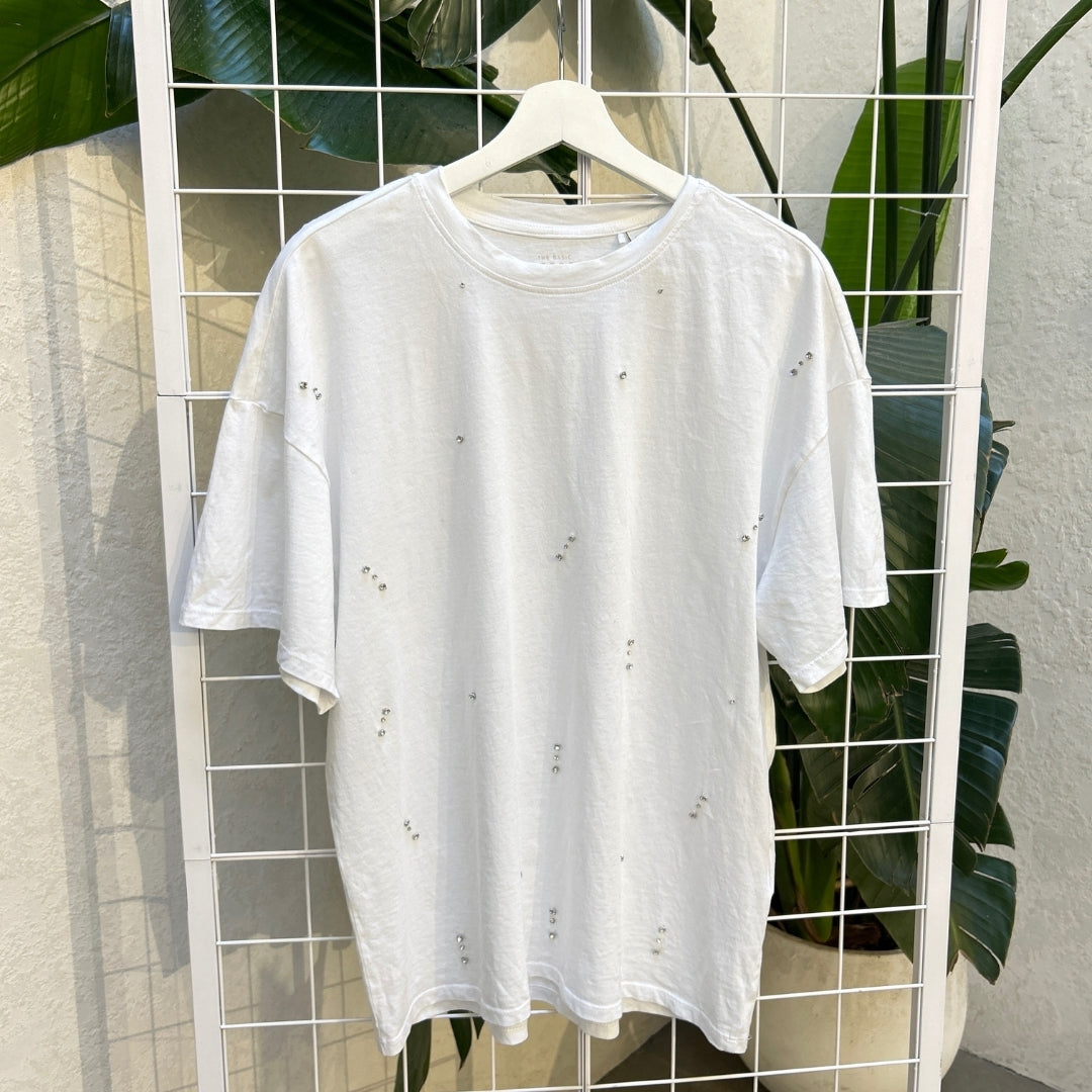 Only White Rhinestone T-Shirt