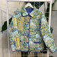 Vintage Blue and Cityscape Reversible Quilted Jacket