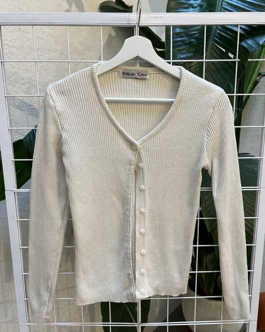 Pelican Cove Beige Ribbed Cardigan