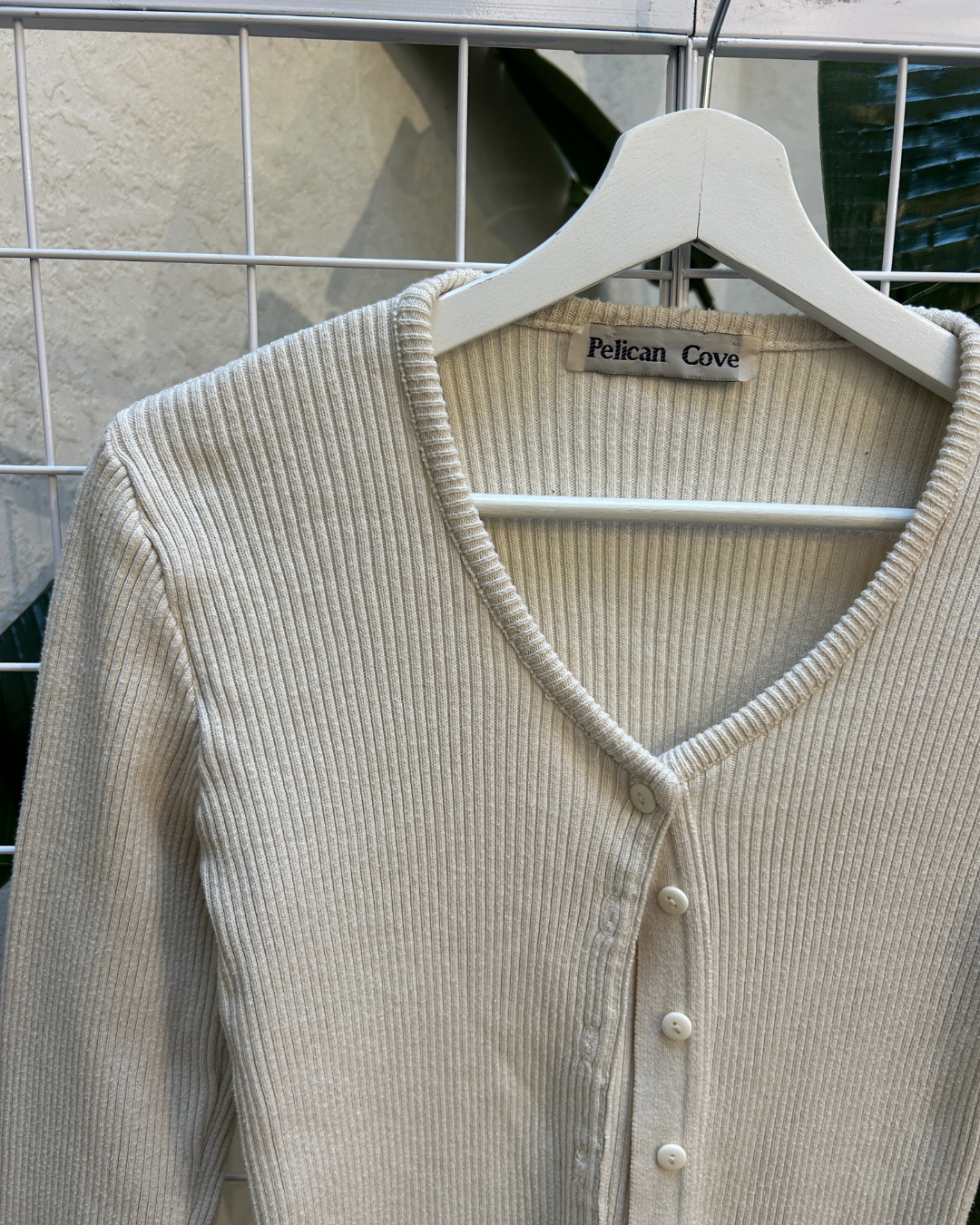 Pelican Cove Beige Ribbed Cardigan