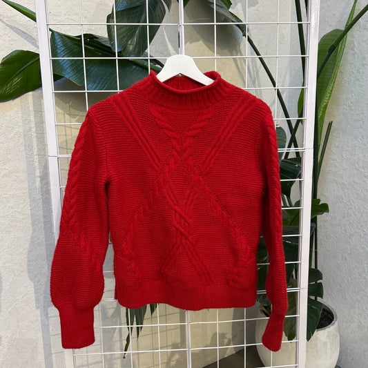 Banana Republic Bright Red Knitted Mockneck Sweater