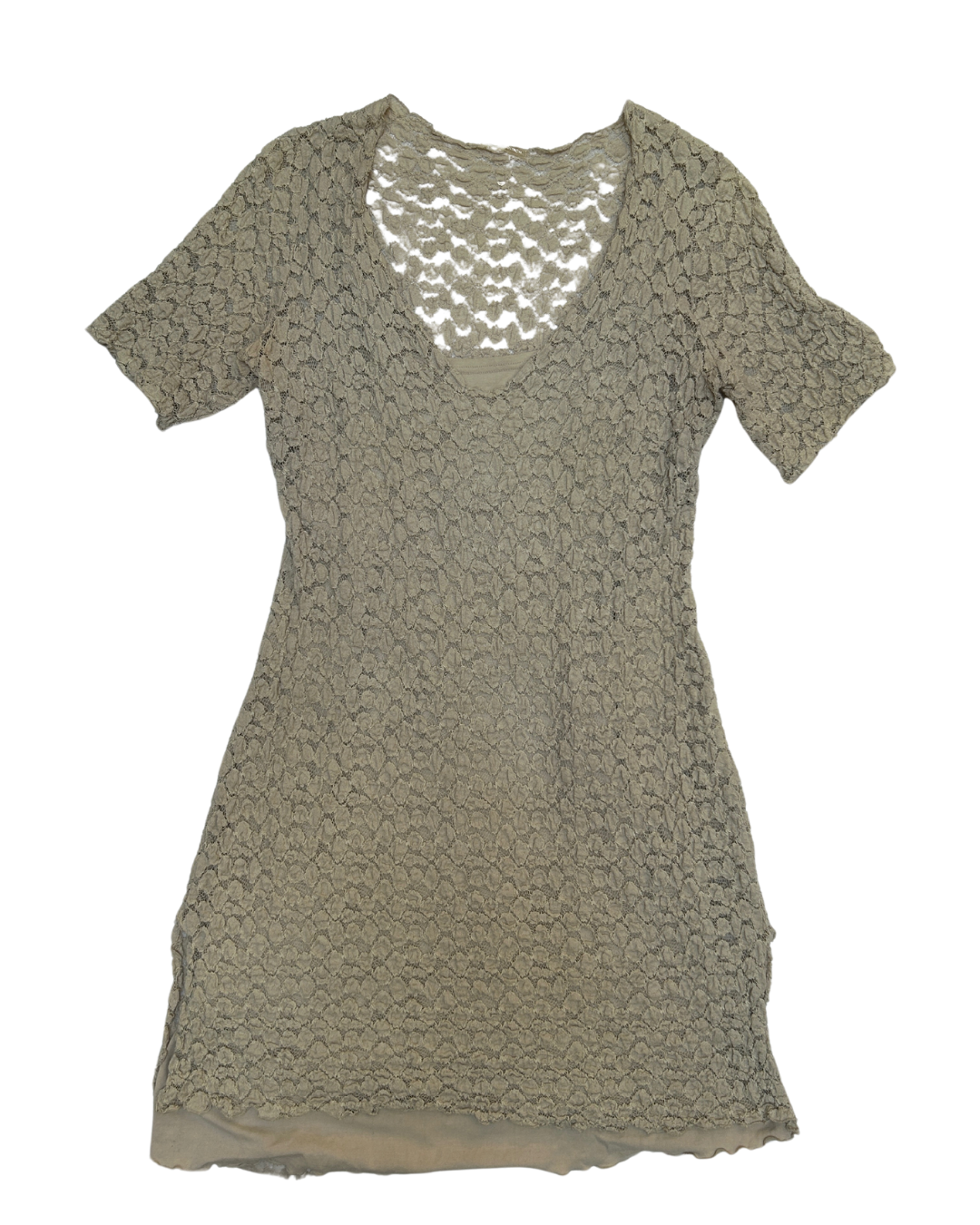 Linda Lundstrom Beige Lace Dress