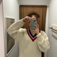 Christopher Rand Cream Cable Knit Sweater
