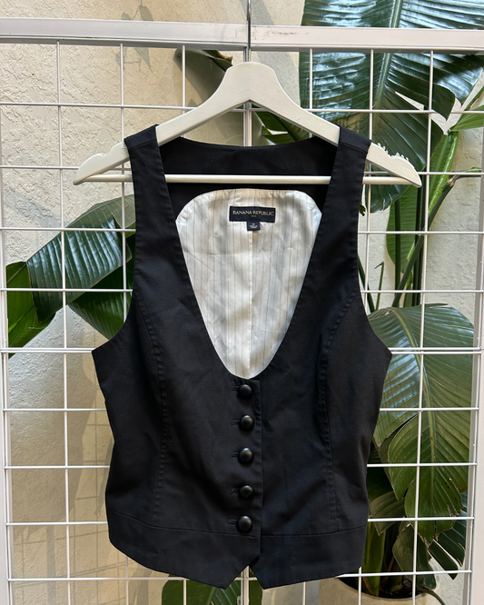 Banana Republic Black Button Up Vest