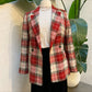 H&M Red & Beige Plaid Tailored Blazer