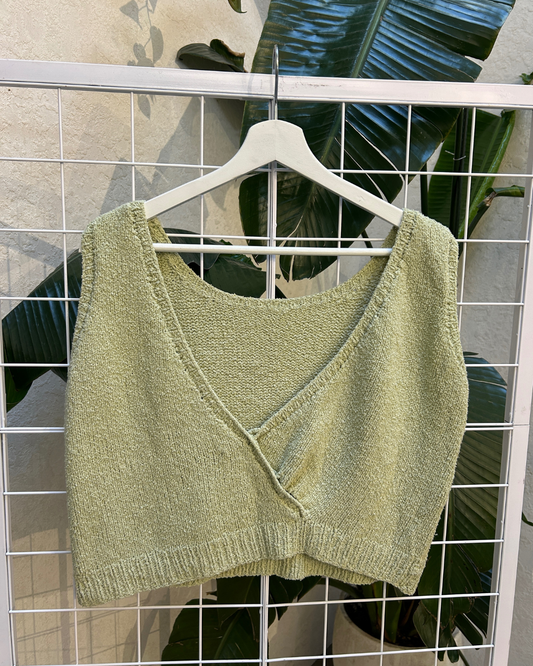 Green Knit Cropped Tank