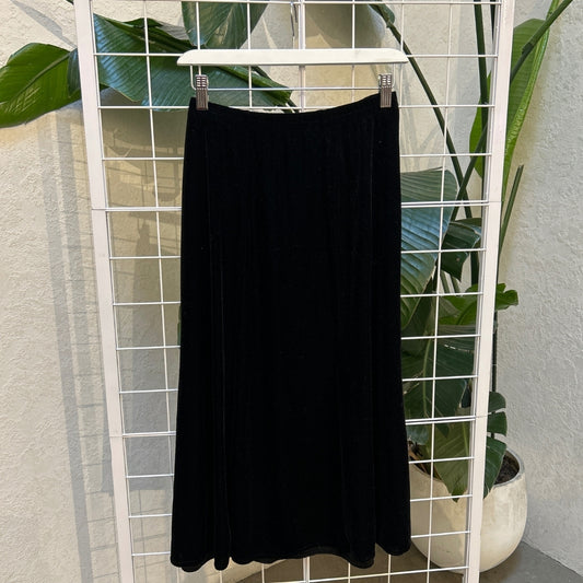 TanJay Black Velvet Midi Skirt