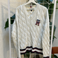 Tommy Hilfiger White Cable Knit Collegiate Sweater