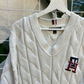 Tommy Hilfiger White Cable Knit Collegiate Sweater