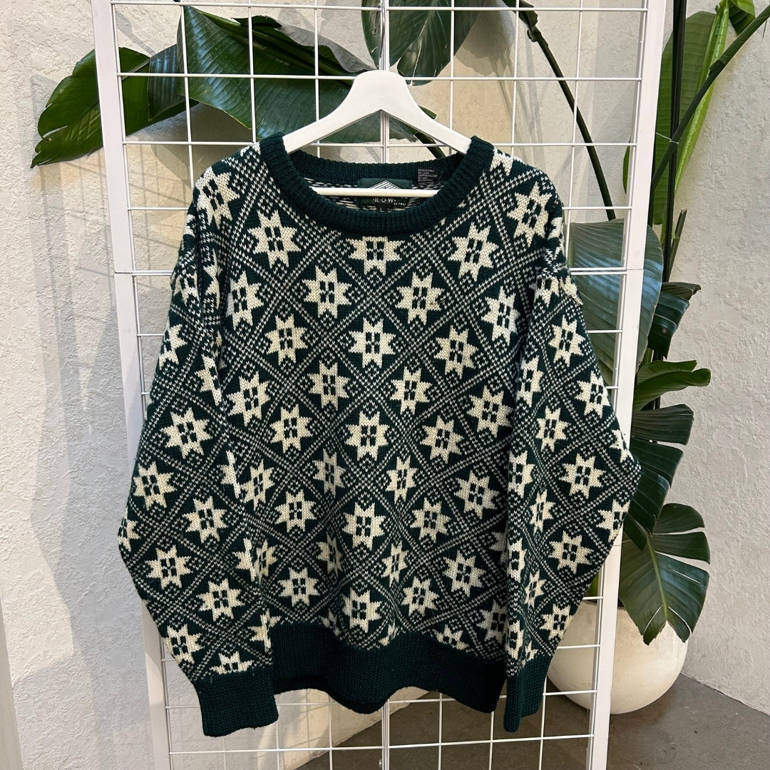 Boat House Row Green + Cream Holiday Sweater