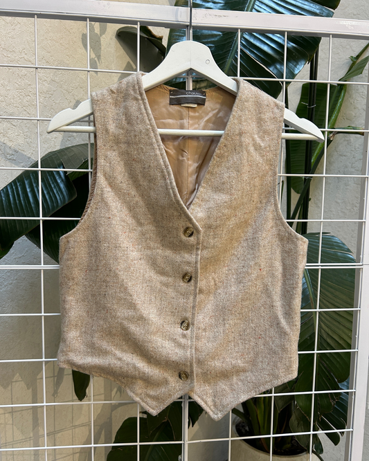 Chauvin Beige Wool Button Up Vest