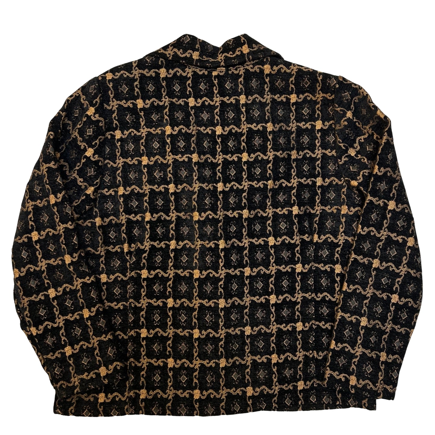 Vintage Black and Tan Tapestry Cropped Jacket