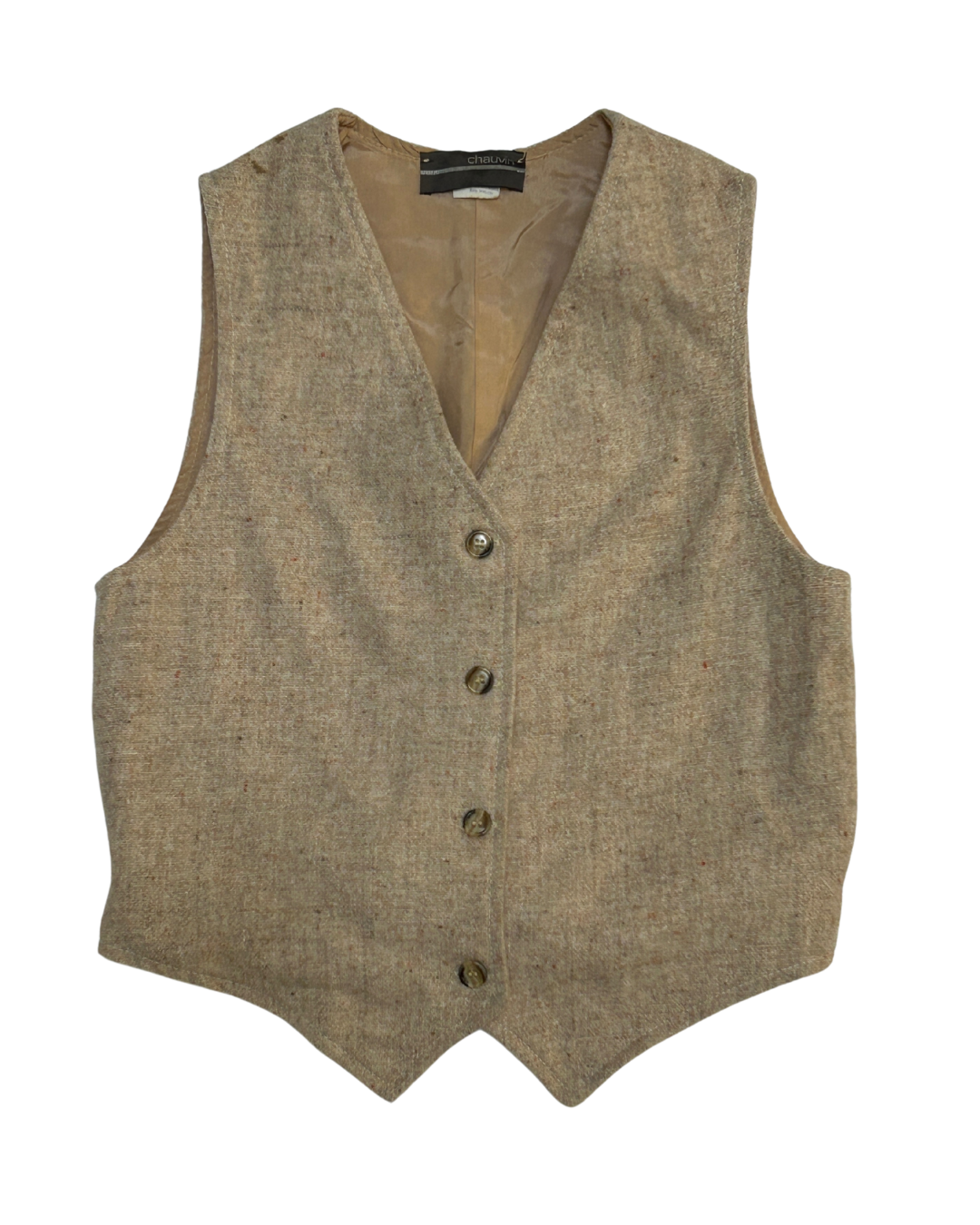 Chauvin Beige Wool Button Up Vest