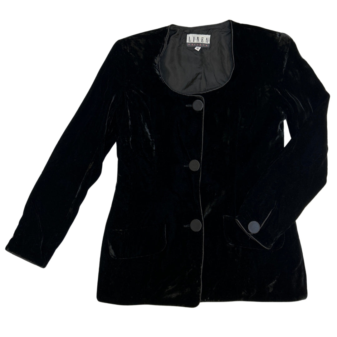 Linea Black Velvet Button Up Blazer