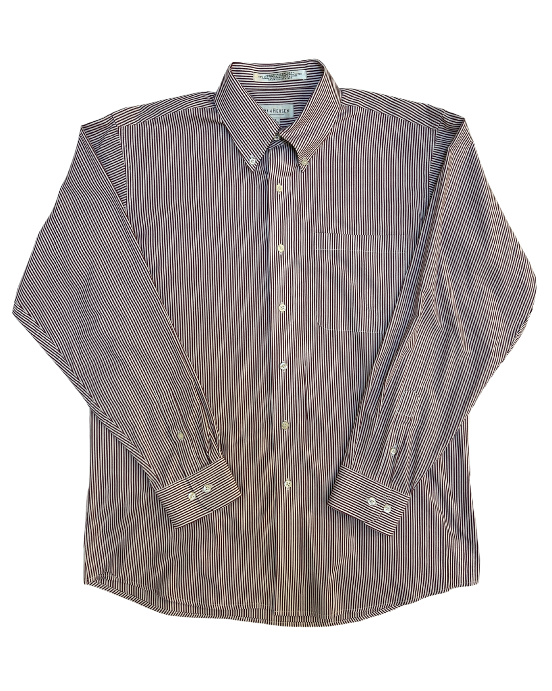 Van Heusen White and Burgundy Striped Button Down