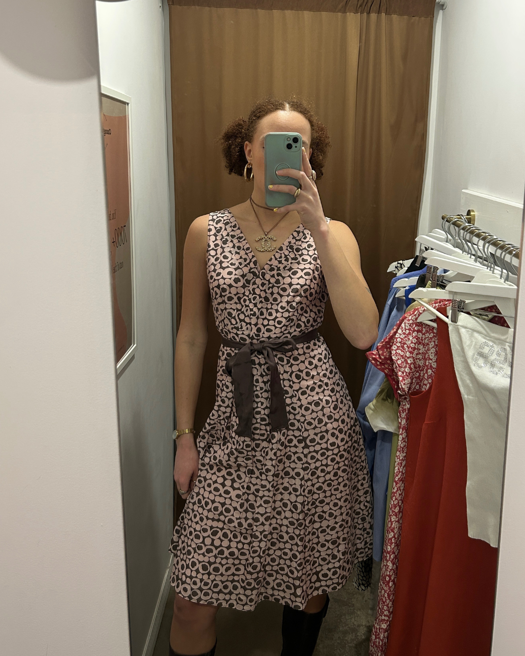 Taifun Pink and Brown Patterned Dress