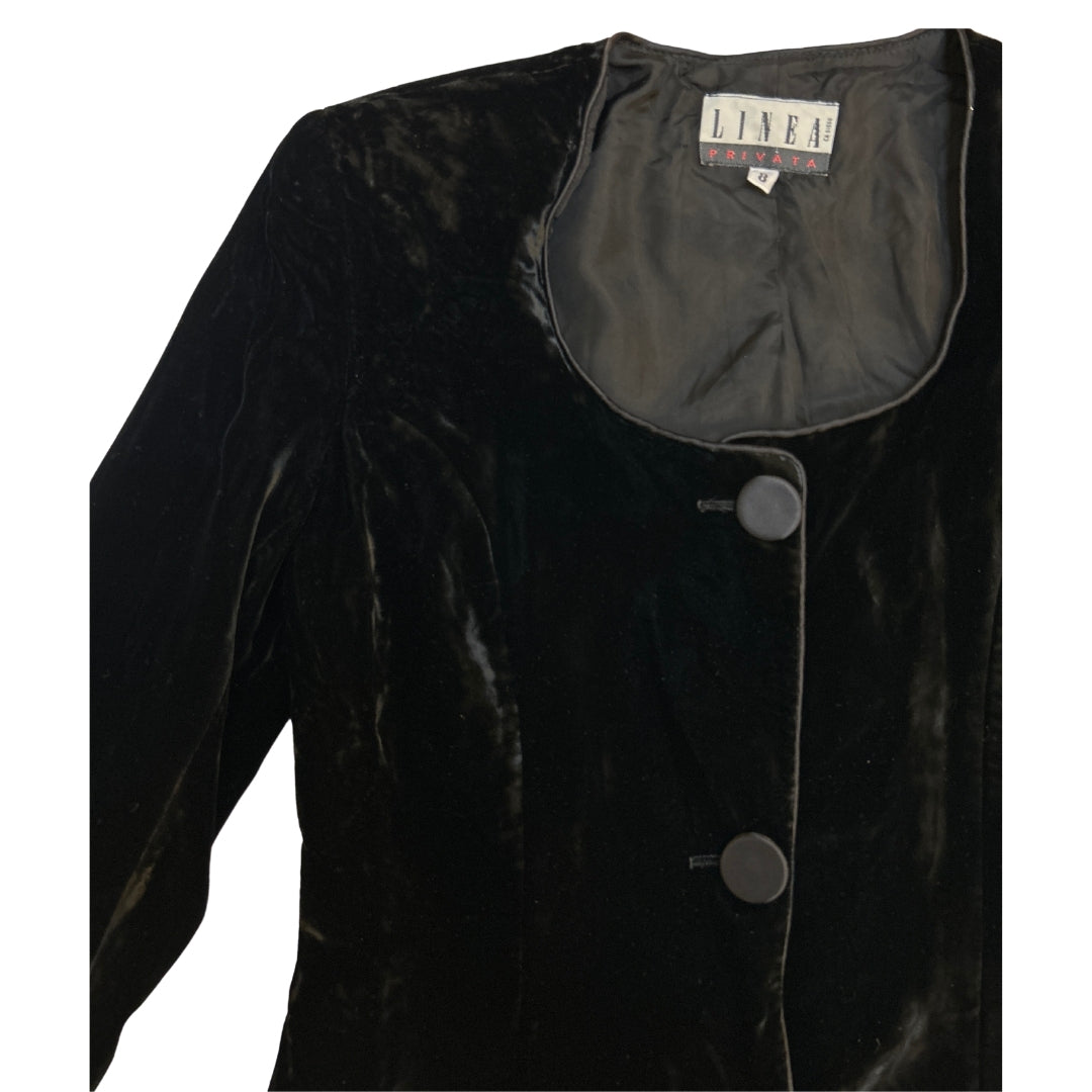 Linea Black Velvet Button Up Blazer