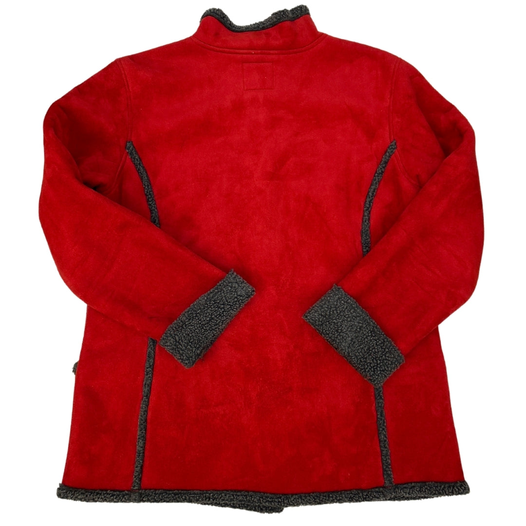 Cotton Ginny Red Faux Suede Sherpa Lined Jacket