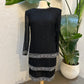 Laurence Kazar 1980s Black and Silver Beaded Dress