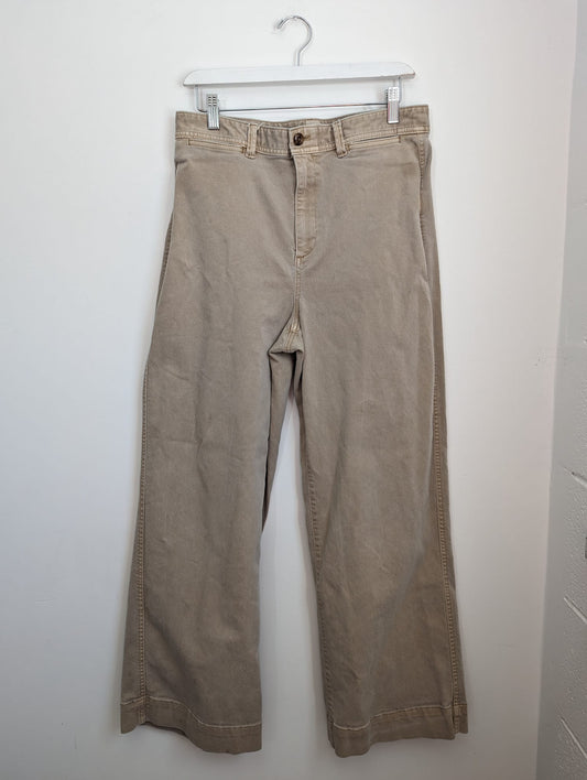 Gap Beige High Rise Wide Leg Crop 3/4 Jeans - Size 10