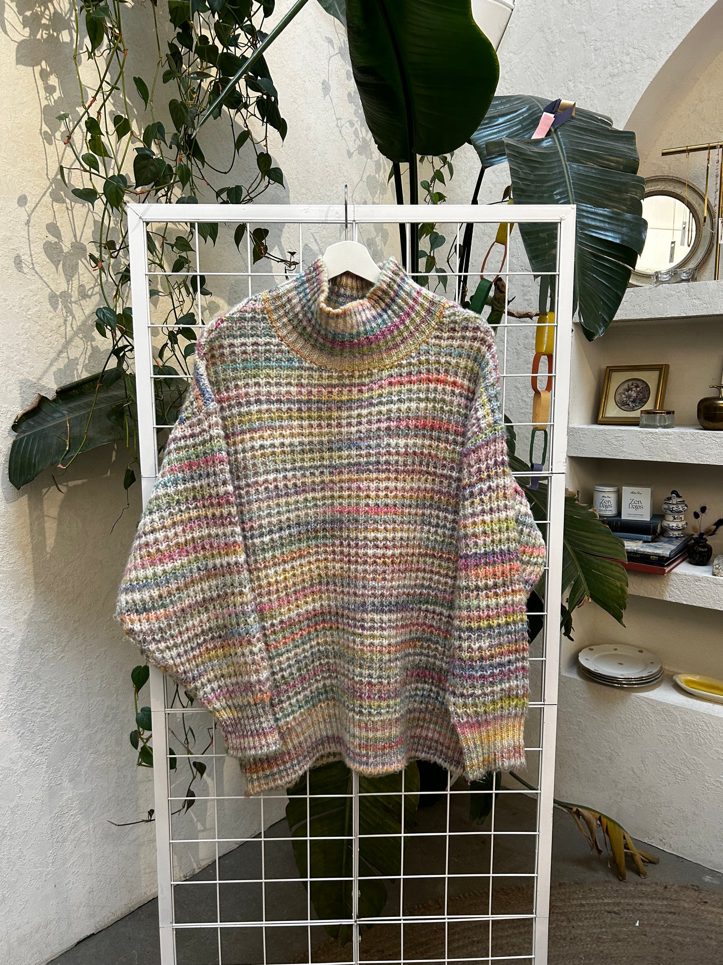 Topshop Multicoloured Knitted Mock Neck Sweater