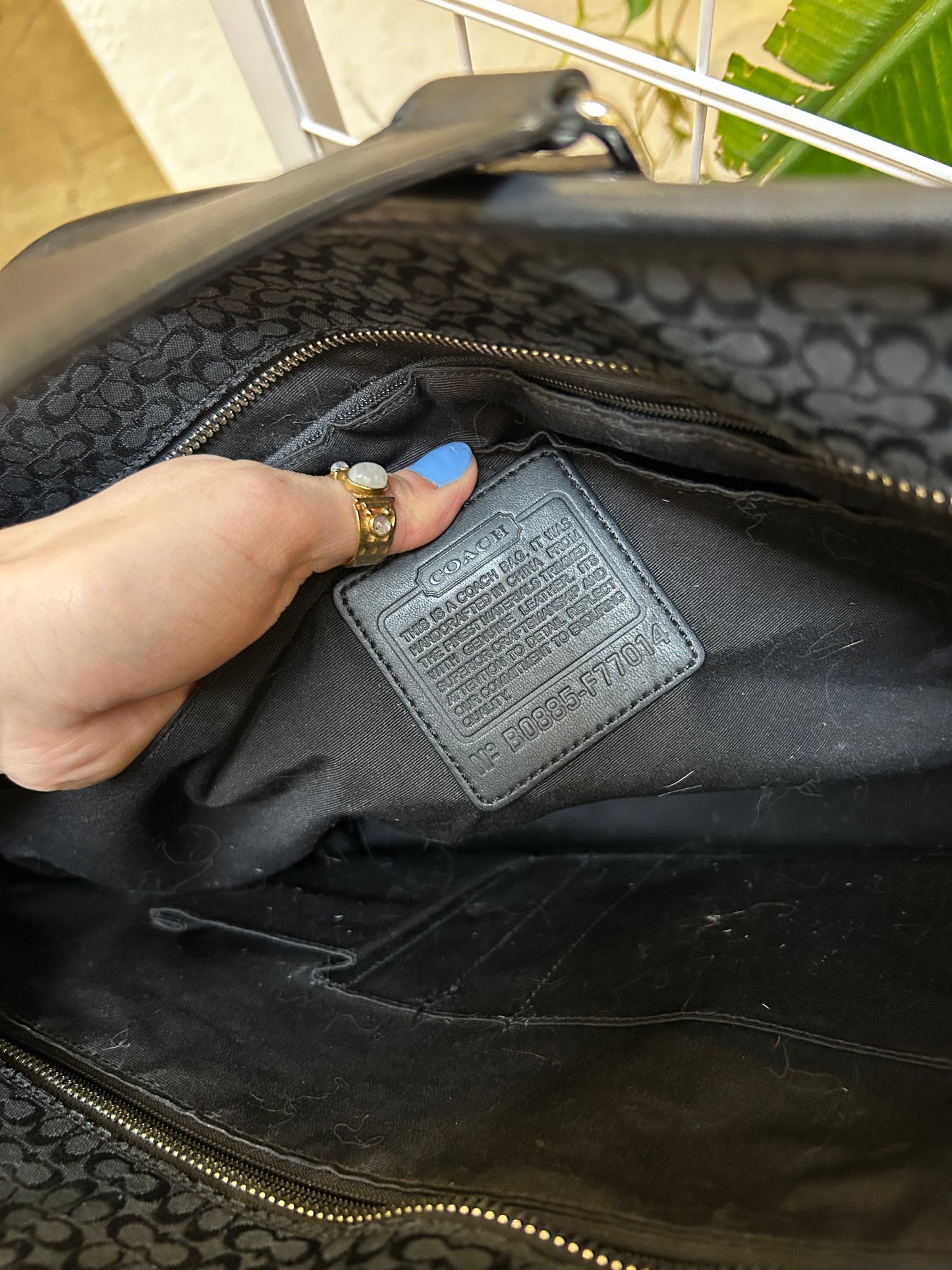 Coach Black Monogram and Leather Tote Bag