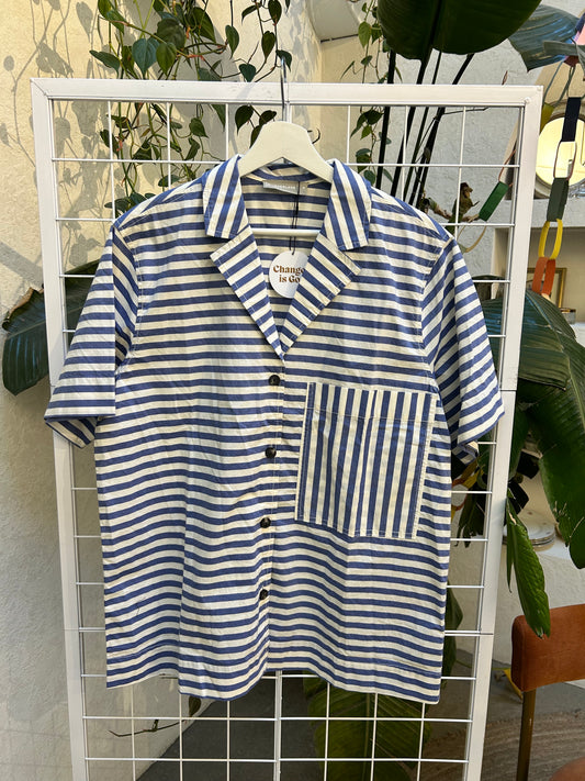 Everlane Blue and White Striped Top