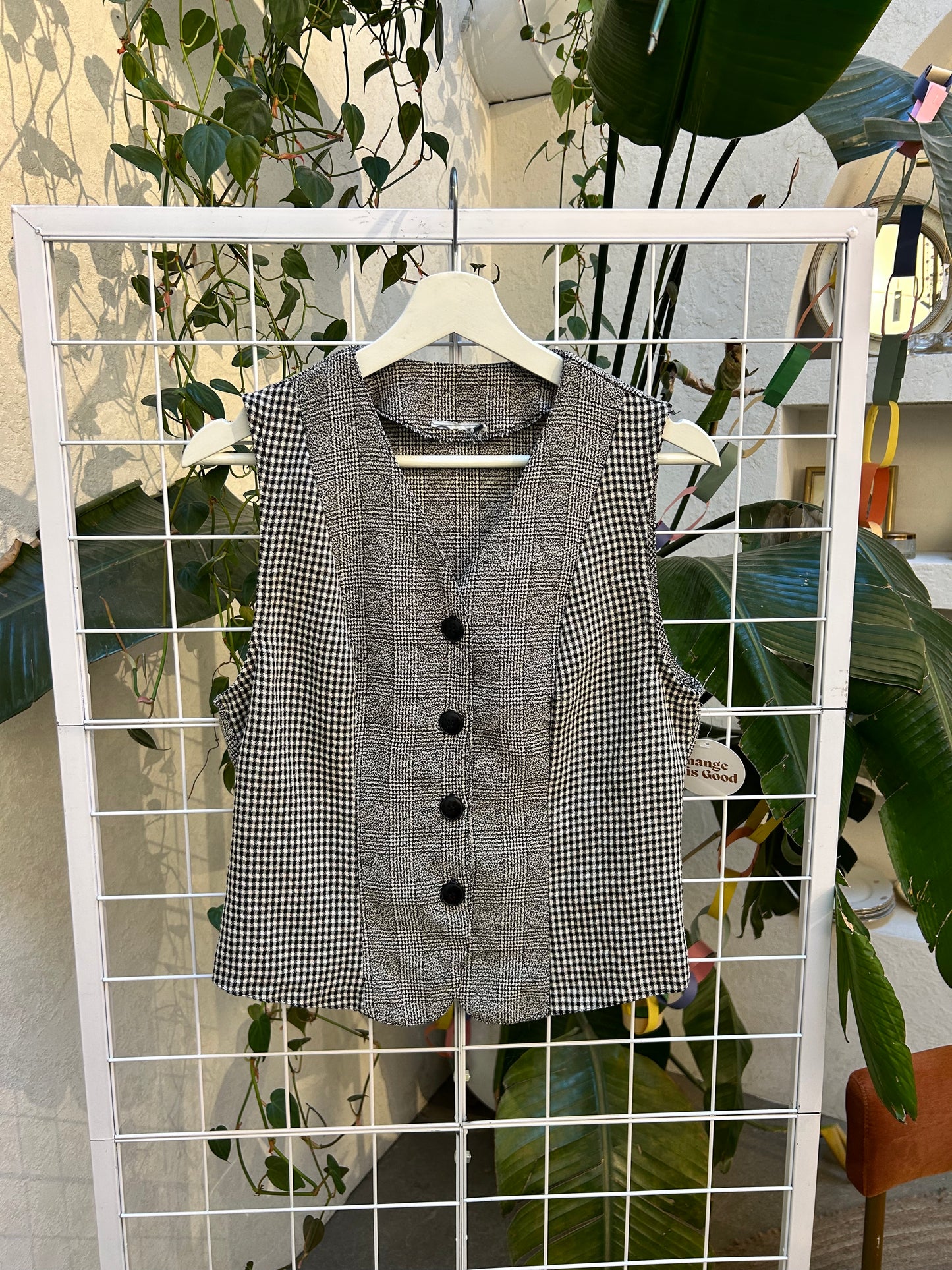 Vintage Black and Grey Button Up Vest